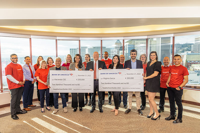 Hacienda Community Development Corp. and Virginia Garcia Memorial Health Center accept their $200,000 award check